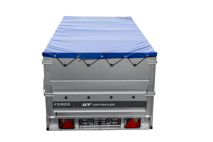 Remorque légère 264x125 UNITRAILER FORCE 264 KIPP avec ridelles BIS, châssis H-0 et bâche bleue