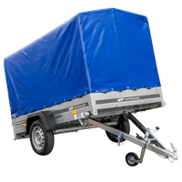 Remorque sur ressorts 230x125 UNITRAILER GARDEN 230/R KIPP avec châssis H-1100 et bâche bleue
