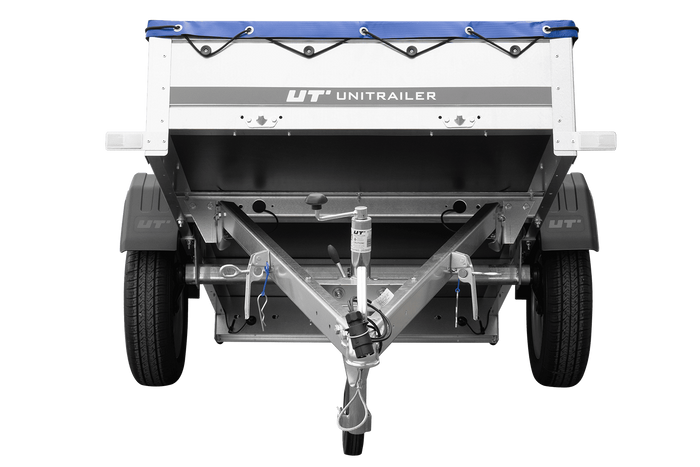 Remorque légère 200x106 UNITRAILER GARDEN 200 KIPP avec châssis H-0 et bâche bleue