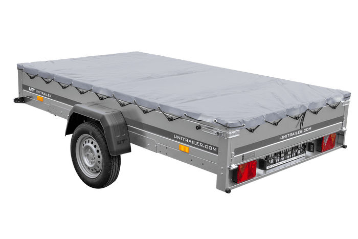 Remorque voiture 264x150 UNITRAILER GARDEN 265 KIPP avec châssis H-0 et bâche grise