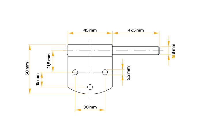 Support de charnière latérale de remorque, WINTERHOFF BSCHG 50-8-A