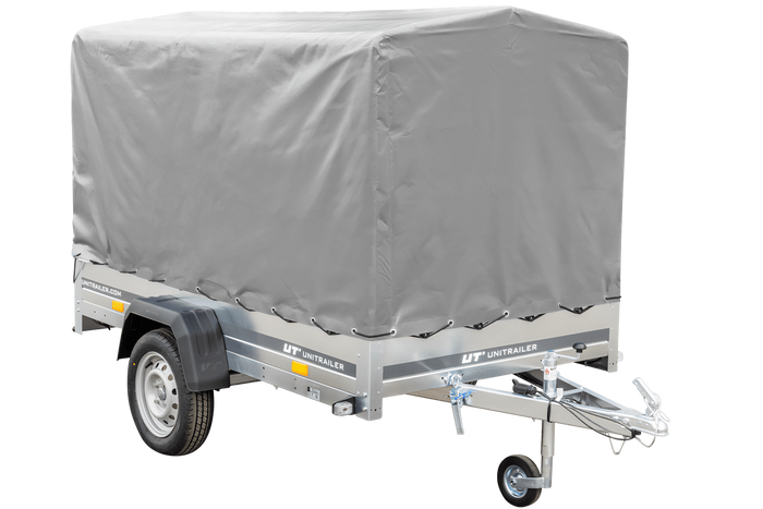 Remorque à un essieu 230x125 UNITRAILER GARDEN 230 KIPP avec châssis H-1100 et bâche grise