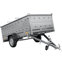 Remorque à un essieu sur ressorts 264x125 UNITRAILER GARDEN 264/R KIPP avec ridelles supplémentaires et capot en aluminium
