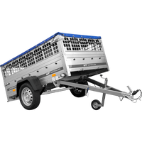 Remorque porte-voitures sur ressorts 200x125 UNITRAILER GARDEN 201/R KIPP avec côtés en filet, châssis H-0 et bâche bleue