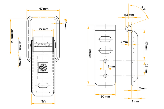 Attelage latéral avec fermoir, WINTERHOFF BV 60-1 + BVG 60-A fermeture latérale complète remorque