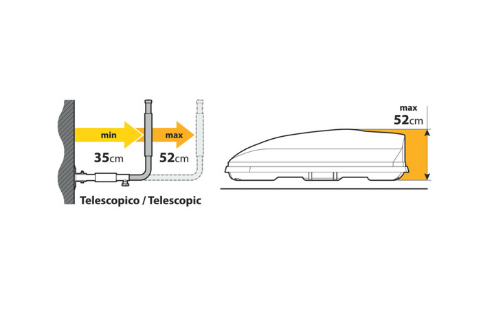 Supports muraux pour coffres de toit LAMPA TYPE 1 support latéral 35-52cm