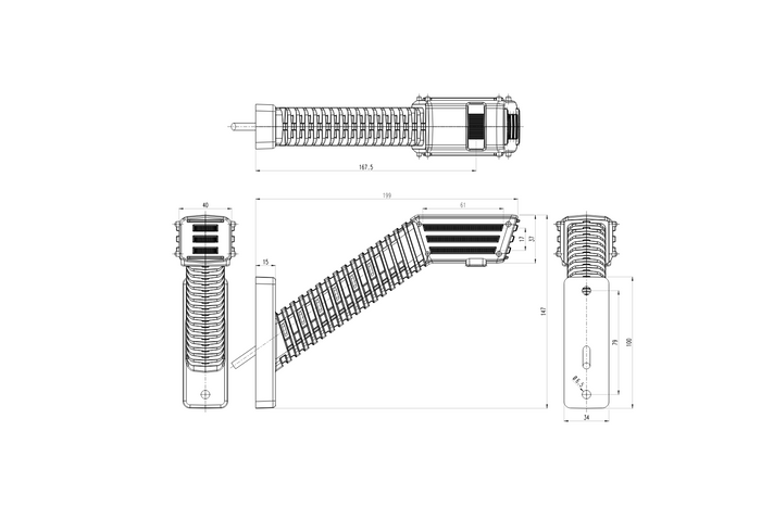 Feu de position LED SPOT WAŚ 2552L W297.5.1, gauche, sur bras long