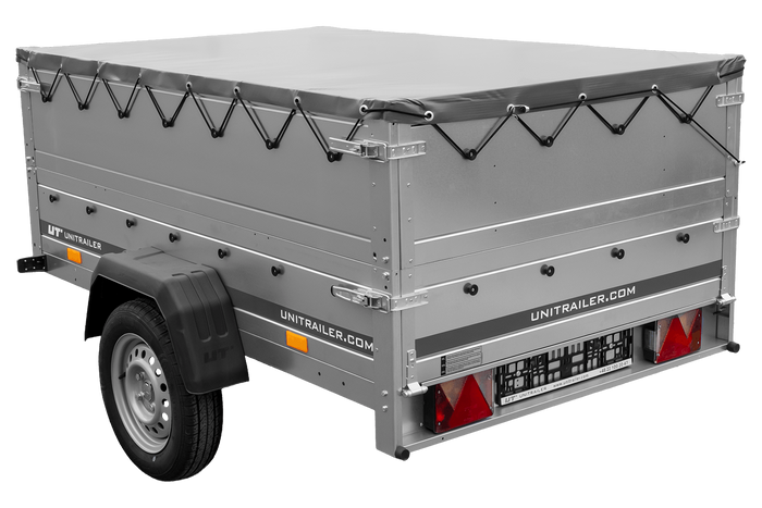 Remorque légère 200x125 UNITRAILER GARDEN 201 KIPP avec ridelles supplémentaires, châssis H-0 et bâche grise