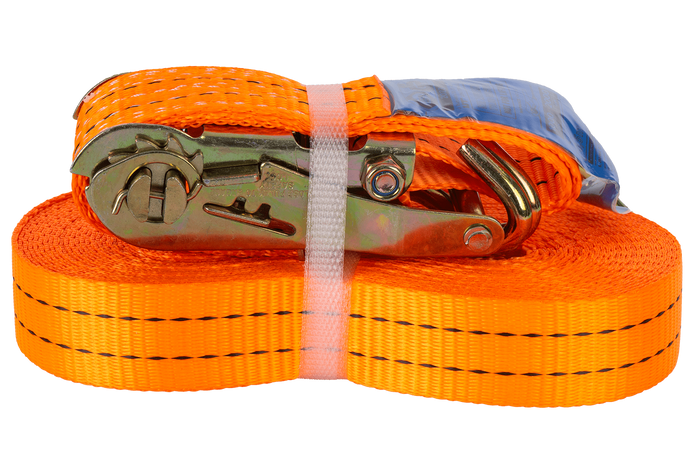 Ensemble de quatre courroies de transport UNITRAIER 12 m/35 mm/2 t orange avec tendeur