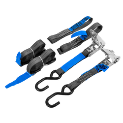 Ensemble de deux sangles de transport HILLS 3 m/25 mm/1 t avec tendeur et deux harnais de 0,45 m pour la fixation de la moto