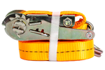 Ensemble de quatre courroies de transport UNITRAILER orange 2 m/50 mm/5 t avec tendeur