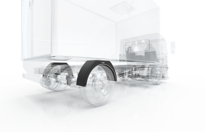 Jeu de deux garde-boue pour remorque 14-17" DOMAR DK3110 passages de roue plats 870/260mm