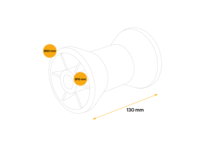 Rouleau de quille inférieure DOMAR D40110 pour remorque de bateau 130 mm