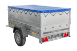 Remorque à un essieu 200x106 UNITRAILER GARDEN 200 KIPP avec côtés BIS et bâche bleue