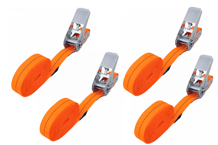 Jeu de quatre sangles HERMON monoblocs de 5 m/25 mm/1 t avec tendeur