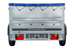 Remorque légère 230x125 UNITRAILER GARDEN 230 KIPP avec côtés BIS et bâche bleue