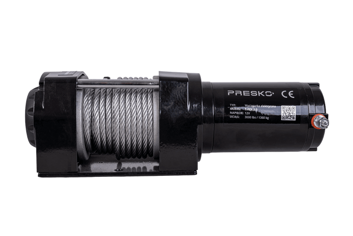 Treuil électrique pour remorque PRESKO T-REX 3.0 12V 1360 kg avec câble en acier de 11 m