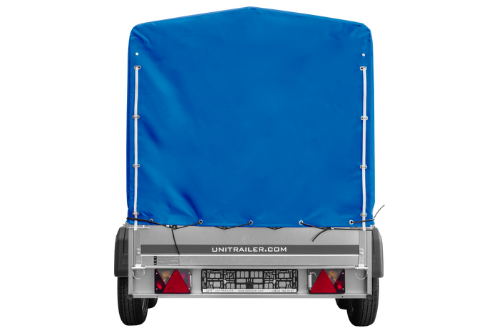Remorque à deux essieux 264x125 UNITRAILER GARDEN TRAILER 264/2 KIPP avec châssis H-1100 et bâche bleue