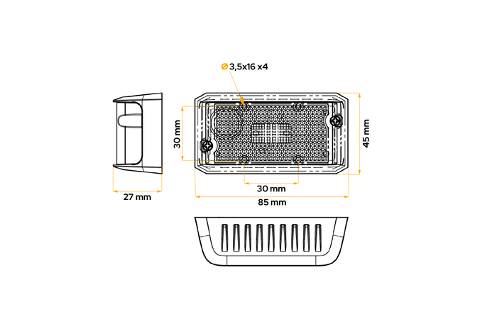 Feu de gabarit LED DOBPLAST DPT15, orange, universel