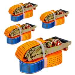 Ensemble de quatre courroies de transport UNITRAILER orange 6 m/50 mm/5 t avec tendeur