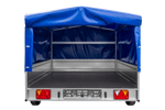 Remorque à un essieu sur ressorts 264x150 UNITRAILER GARDEN 265/R KIPP avec châssis H-800 et bâche bleue