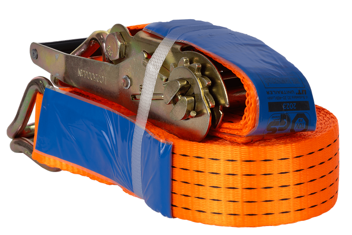 Ensemble de quatre courroies de transport UNITRAILER 12 m/50 mm/5 t orange avec tendeur