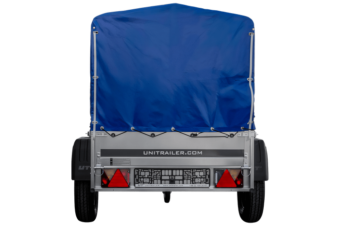 Remorque légère 150x106 UNITRAILER GARDEN 150 KIPP avec châssis H-800 et bâche bleue