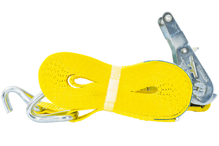 Jeu de quatre courroies de transport jaunes UNITRAIER 6 m/35 mm/2 t avec tendeur
