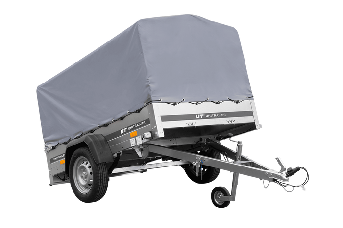 Remorque à un essieu sur ressorts 200x125 UNITRAILER GARDEN 201/R KIPP avec châssis H-800 et bâche grise