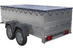 GARDEN TRAILER 264/2 KIPP remorque à deux essieux avec roue jockey, châssis H-0, ridelles BIS et bâche plate grise