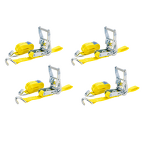 Ensemble de quatre courroies de transport jaunes UNITRAIER 3 m/25 mm/1 t avec tendeur