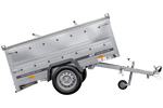 Remorque à un essieu sur ressorts 230x125 UNITRAILER GARDEN 230/R KIPP avec ridelles supplémentaires et capot en aluminium