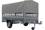 Remorque sur ressorts 264x150 UNITRAILER GARDEN 265/R KIPP avec ridelles grillagées, châssis H-800 et bâche grise