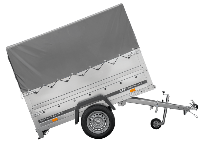 Remorque légère 200x106 UNITRAILER GARDEN 200 KIPP avec ridelles BIS, châssis H-800 et bâche grise