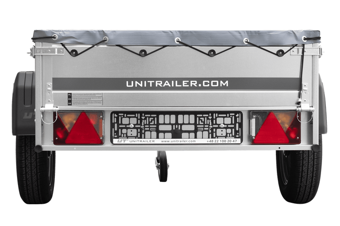 Remorque à un essieu 200x106 UNITRAILER GARDEN 200 KIPP avec châssis H-0 et bâche grise