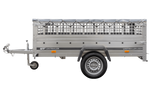 Remorque à un essieu 230x125 UNITRAILER GARDEN 230 KIPP avec côtés en filet, châssis H-0 et bâche grise
