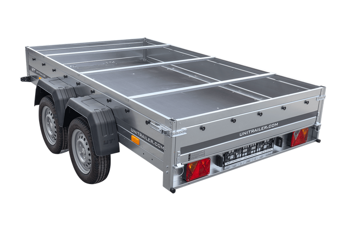 Remorque porte-voitures 264x150 UNITRAILER GARDEN 265/2 KIPP avec châssis H-0 et bâche bleue