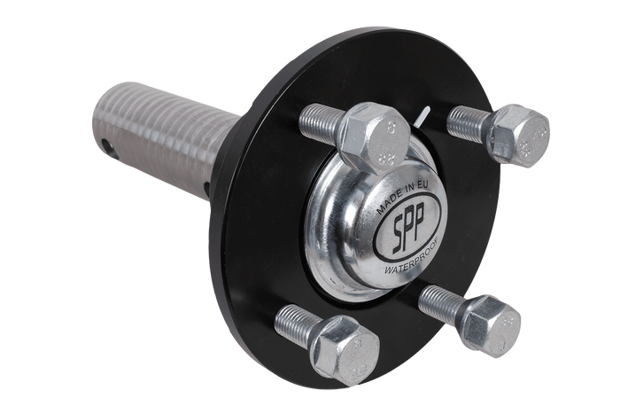 Moyeu avec axe et roulement pour essieu non freiné STEELPRESS, 4x100 750 kg, jeu d'écrou et de couvercle