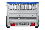 Remorque légère sur ressorts 230x125 UNITRAILER FORCE 230/R KIPP avec côtés en filet, châssis H-0 et bâche bleue