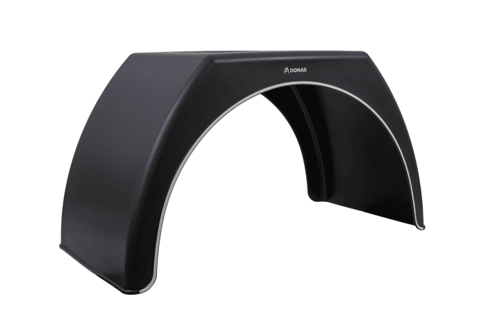 Garde-boue double pour remorque 15-16" DOMAR DK3120, passage de roue plat 1000/510 mm avec jante blanche