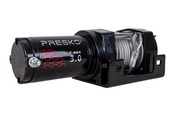 Treuil électrique pour remorque PRESKO T-REX 3.0 12V 1360 kg avec câble en acier de 11 m