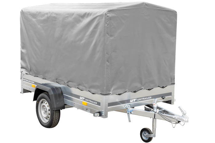 Remorque sur ressorts 230x125 UNITRAILER GARDEN 230/R KIPP avec châssis H-1100 et bâche grise
