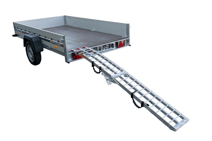 Rampe pliable UNITRAILER ALR002 en aluminium pour remorque, 221 cm, 340 kg, avec sangle