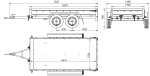 Remorque à deux essieux 264x125 UNITRAILER GARDEN TRAILER 264/2 KIPP avec châssis H-1100 et bâche bleue
