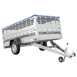 Remorque à un essieu 264x125 UNITRAILER FORCE 264 KIPP avec ridelles grillagées, châssis H-0 et bâche bleue