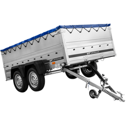 Remorque à deux essieux 264x150 UNITRAILER GARDEN 265/2 KIPP avec ridelles BIS, châssis H-0 et bâche bleue