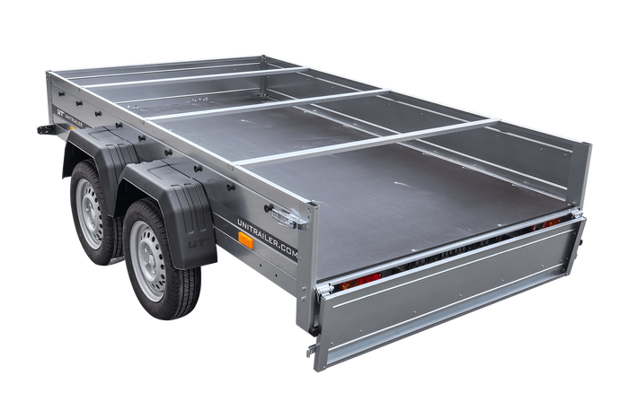 Remorque porte-voitures 264x150 UNITRAILER GARDEN 265/2 KIPP avec châssis H-0 et bâche bleue