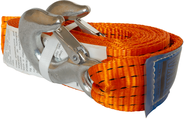 Sangle, corde de remorquage avec crochets HERMON 4,5 m/50 mm/5 t orange