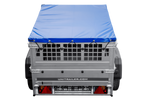 Remorque porte-voitures 150x106 UNITRAILER GARDEN 150 KIPP avec côtés en filet et bâche bleue