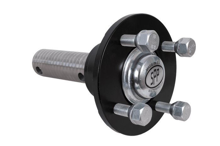 Moyeu avec axe et roulement pour essieu non freiné STEELPRESS, 4x100 750 kg, jeu d'écrou et de couvercle